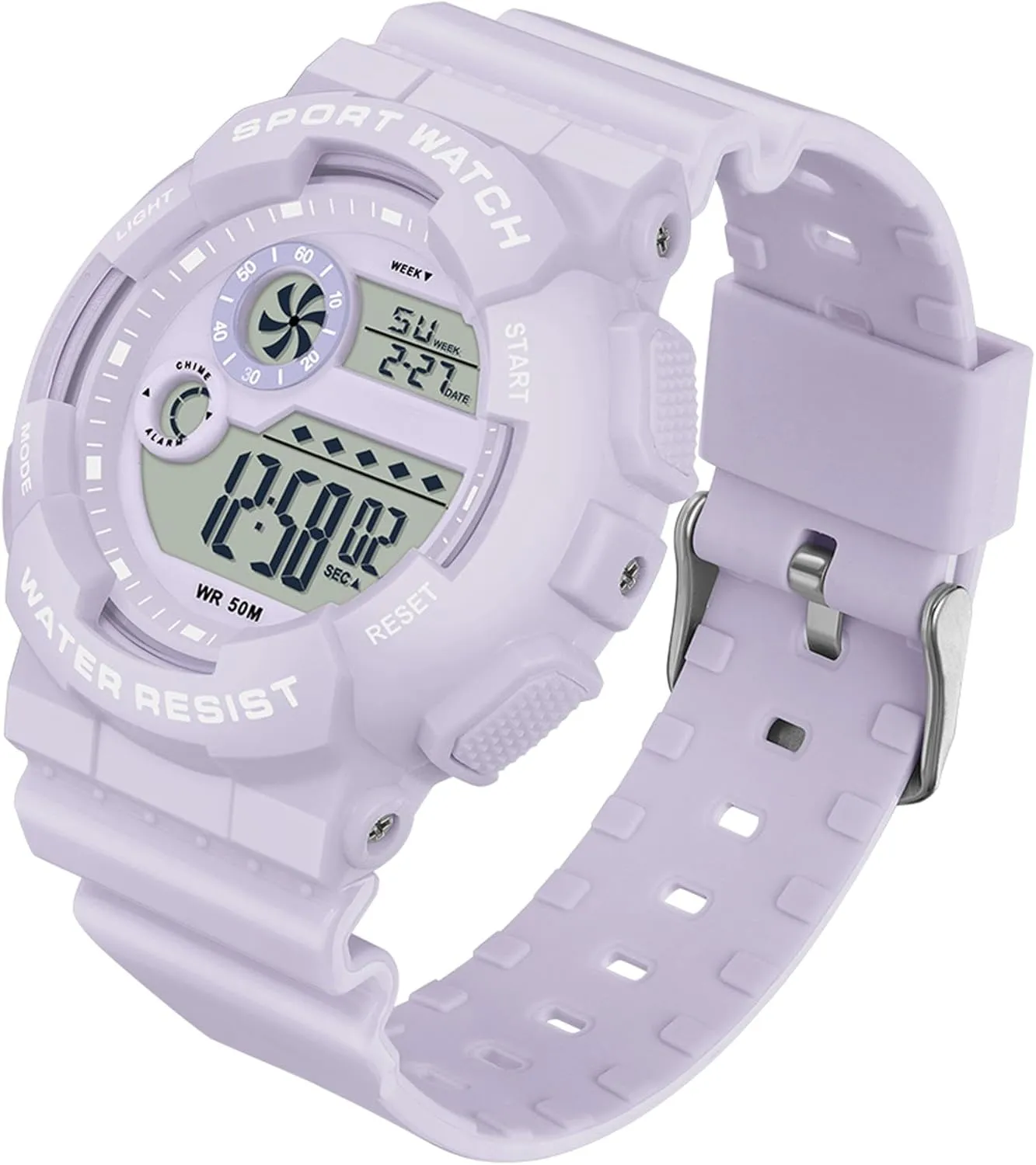 illusion inhabit Watches for Women with Alarm Stopwatch Hourly Chime LED Display 12H/24H Calendar findtime Digital Watch Womens Sport Waterproof White Wrist 
