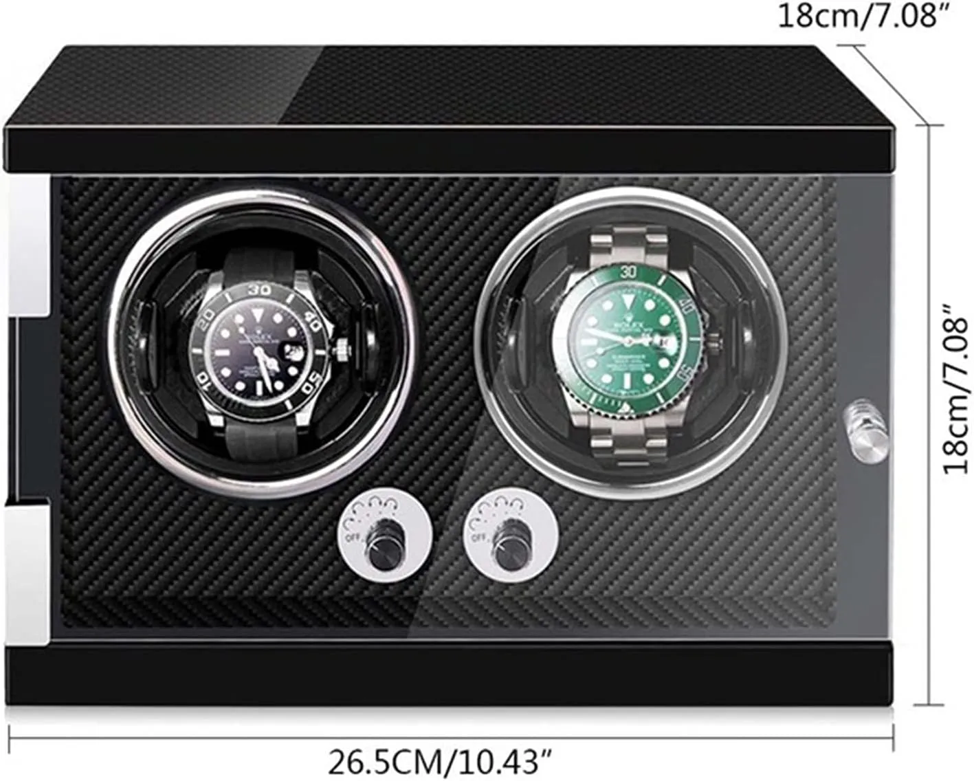 in Wood Shell and Black Carbon Fiber Leather Watches Display Box with LED Lights Japanese Motor Open and Shut Down Featured Watch Display Box Automatic Watch Winder for 1/2/4/6 calculate least Watches 