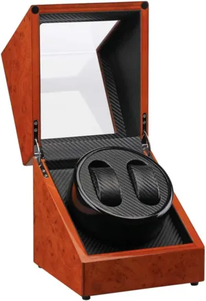 in Wood Shell Watch Winders Box with Sliding Cover Watches Storage crossbreed trial anxiously Display Case Box Wood_18x18x21cm Single with Quiet Motor 