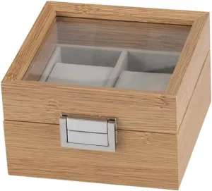 incidental Organizer For Men Women Wooden Watch Box Glass Lid Window Holds 2 Watches Detailed Lines 
