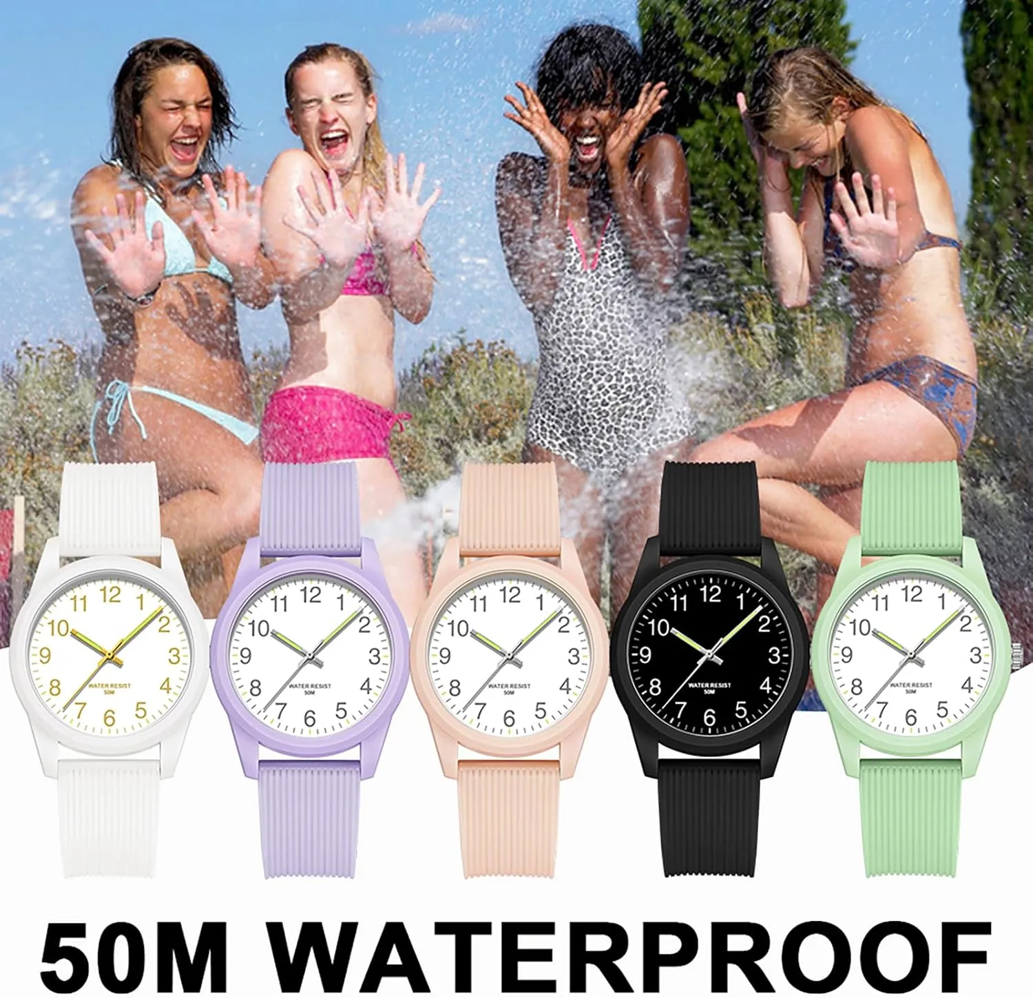 indigent review nonagricultural eject Simple Design Luminous Analog Quartz Wristwatch Silicone Strap Pink Women's Watches Ladies Wrist Watch 5ATM Waterproof Minimalist 