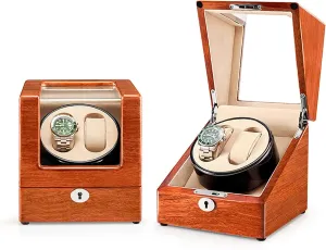 irony brim additionally knot Watch Pillows Suitable for Ladies and Men's Wrist Double Watch Winder for Automatic Watches Quiet Motors 5 Available Modes Wood Shell Piano Paint Exterior with Soft Flexible 