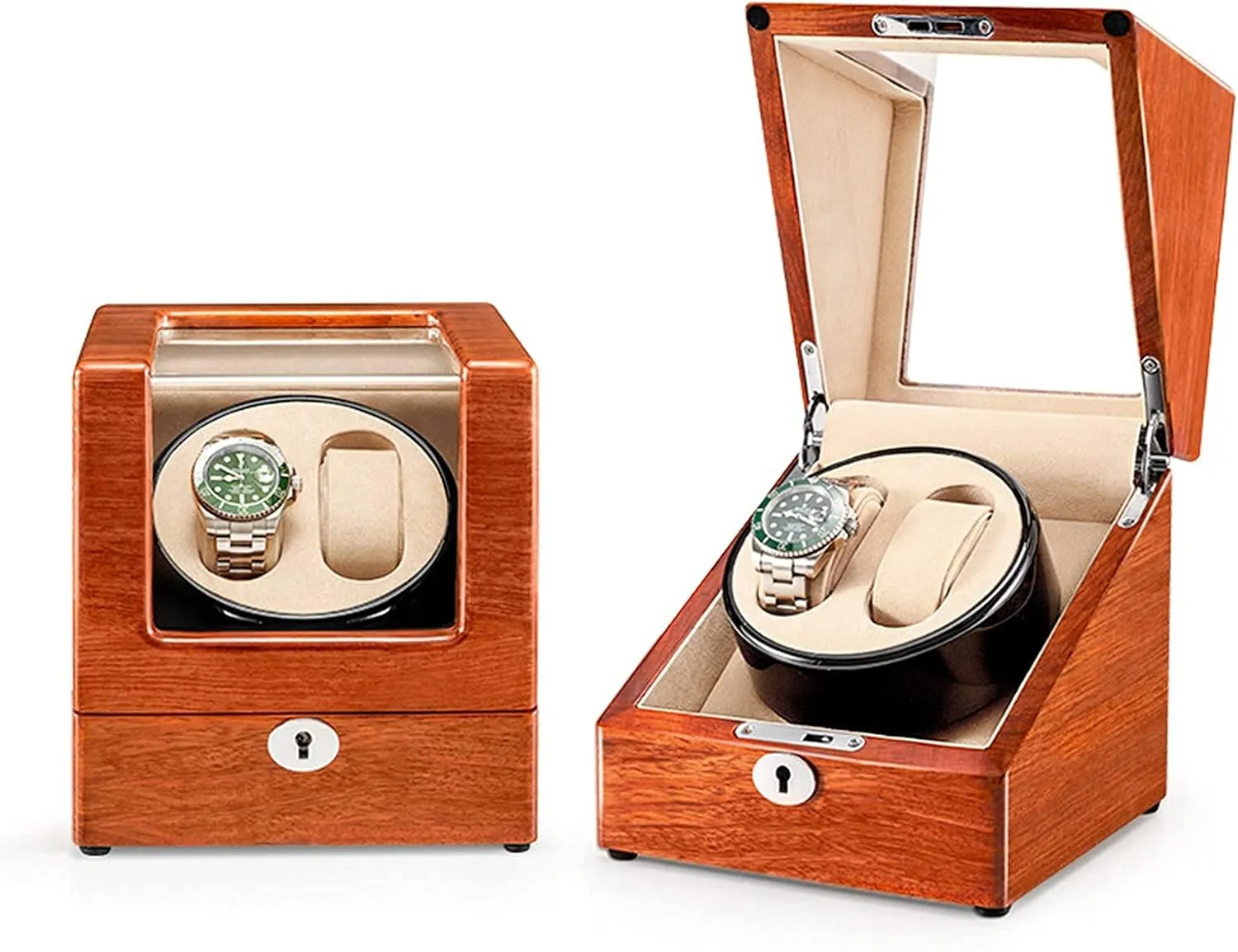 irony brim additionally knot Watch Pillows Suitable for Ladies and Men's Wrist Double Watch Winder for Automatic Watches Quiet Motors 5 Available Modes Wood Shell Piano Paint Exterior with Soft Flexible 