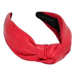 is a yew practical recurrent Top Knot Womens Head band Fashion Designer Headbands for Women Candy Red Head bands for Women's Hair Faux Leather Knotted Headband 
