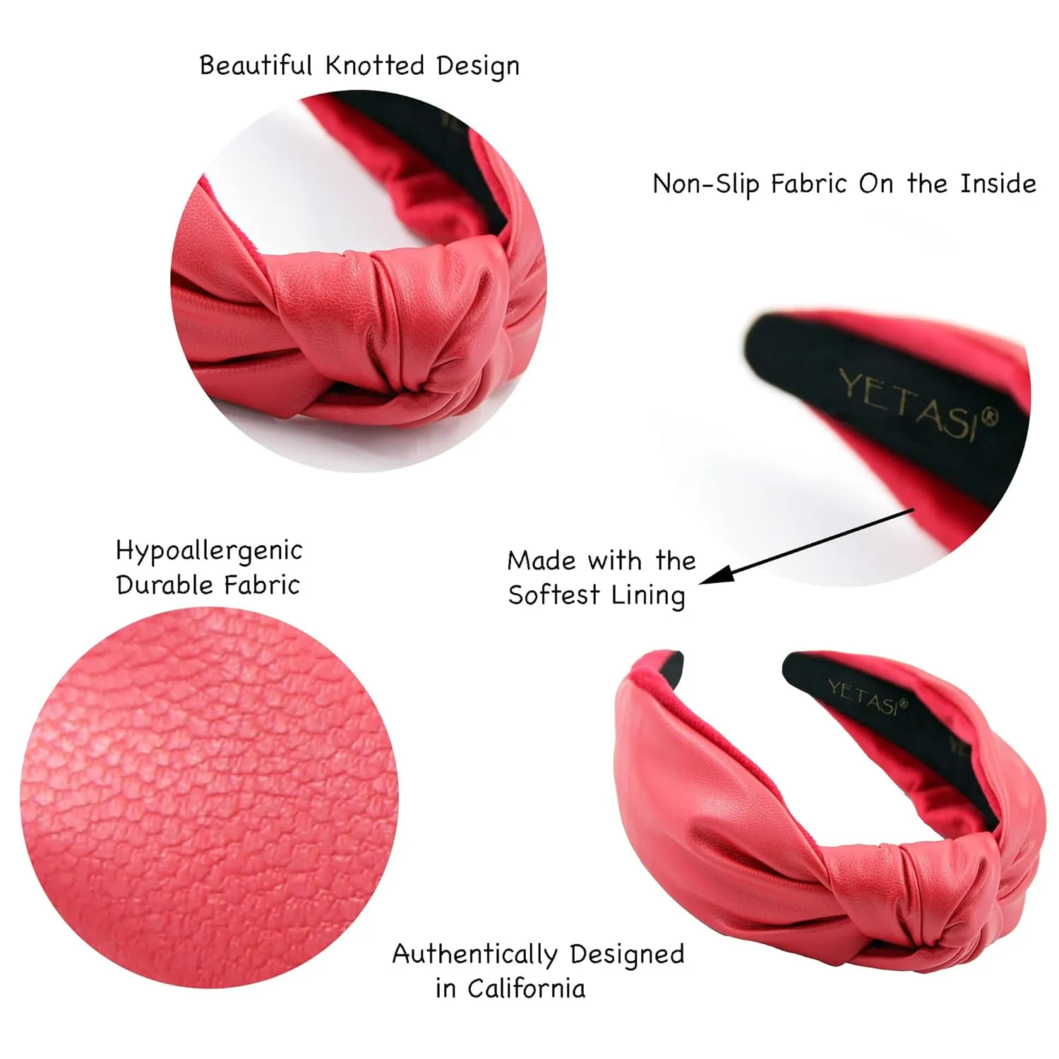 is a yew practical recurrent Top Knot Womens Head band Fashion Designer Headbands for Women Candy Red Head bands for Women's Hair Faux Leather Knotted Headband 