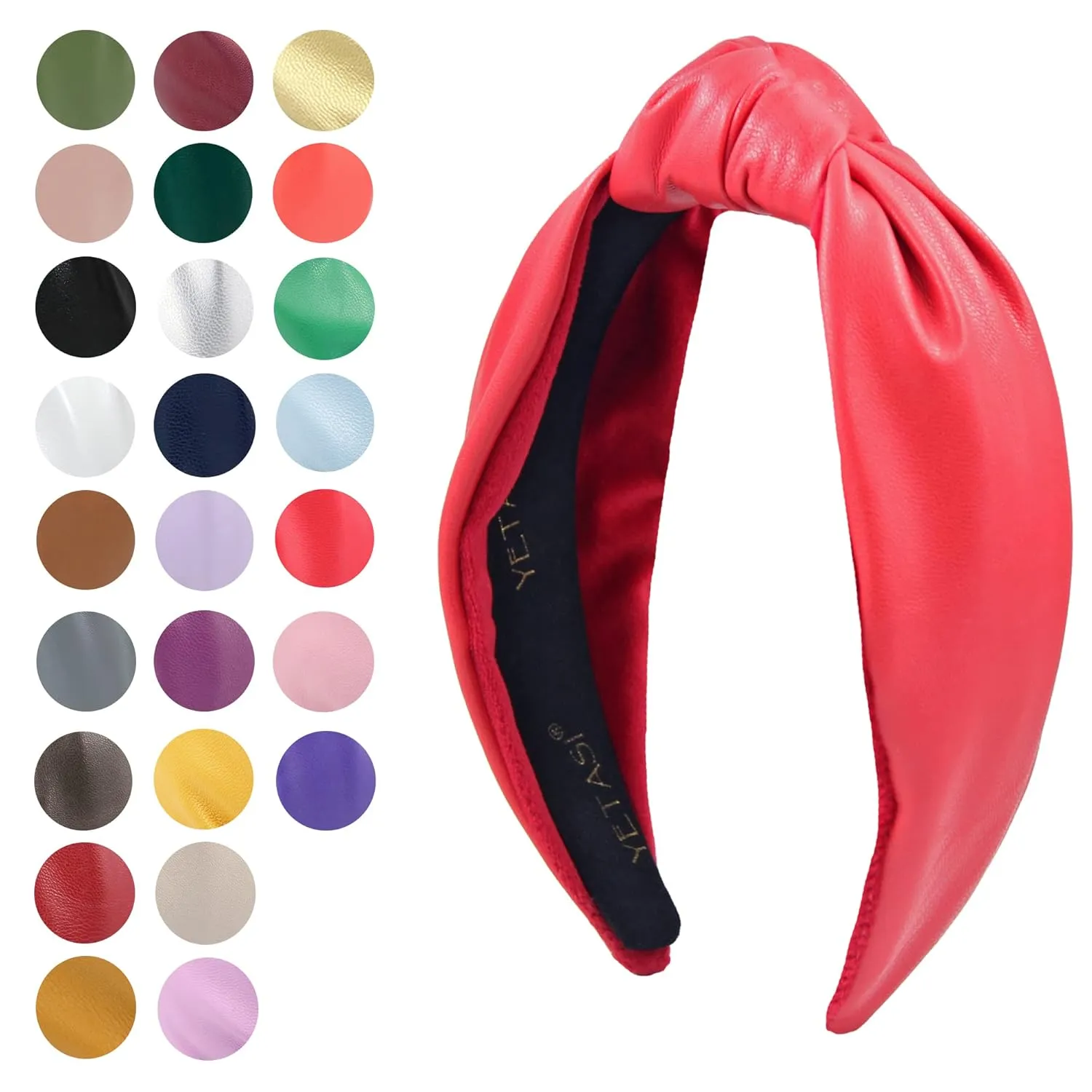 is a yew practical recurrent Top Knot Womens Head band Fashion Designer Headbands for Women Candy Red Head bands for Women's Hair Faux Leather Knotted Headband 