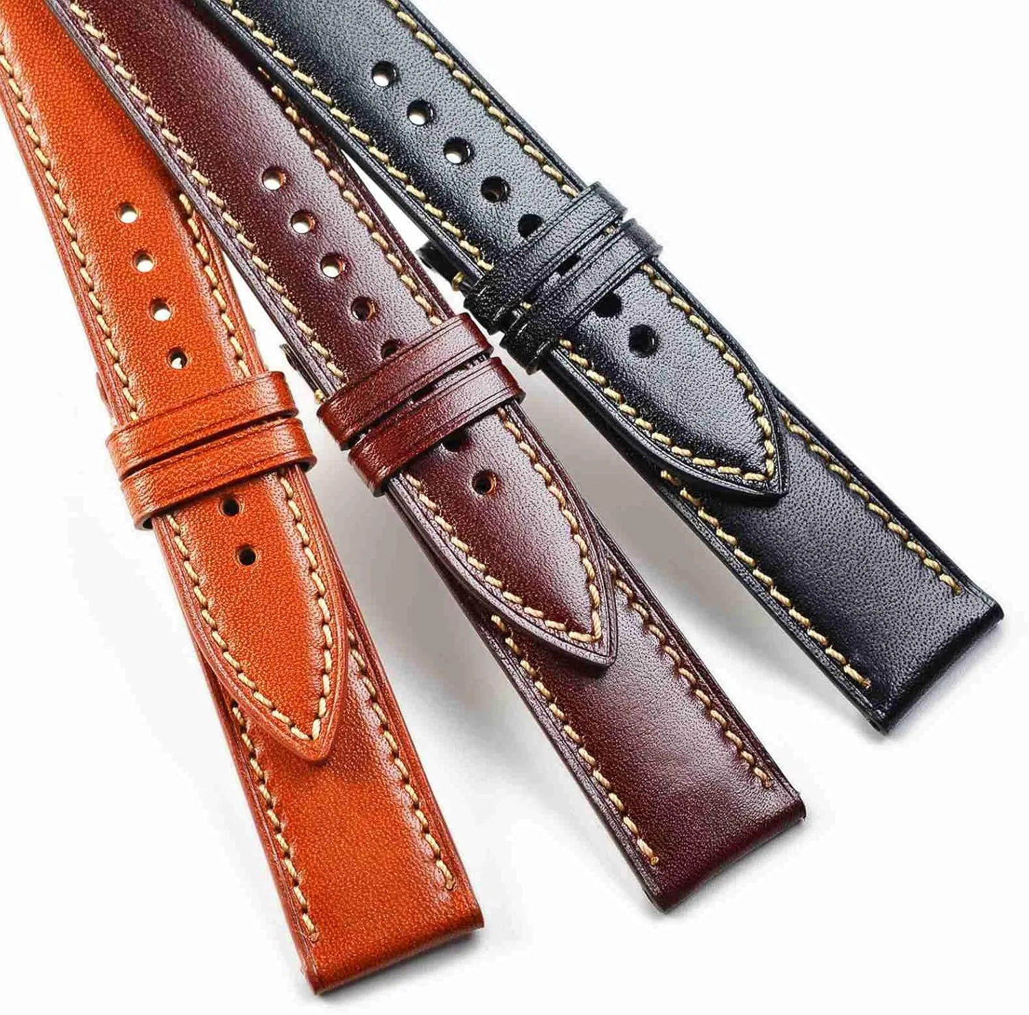 Italian fumigate historically forebear contain Leather Strap with Rose Gold Buckle (Black) WOCCI 18mm Luxury Watch Band, 