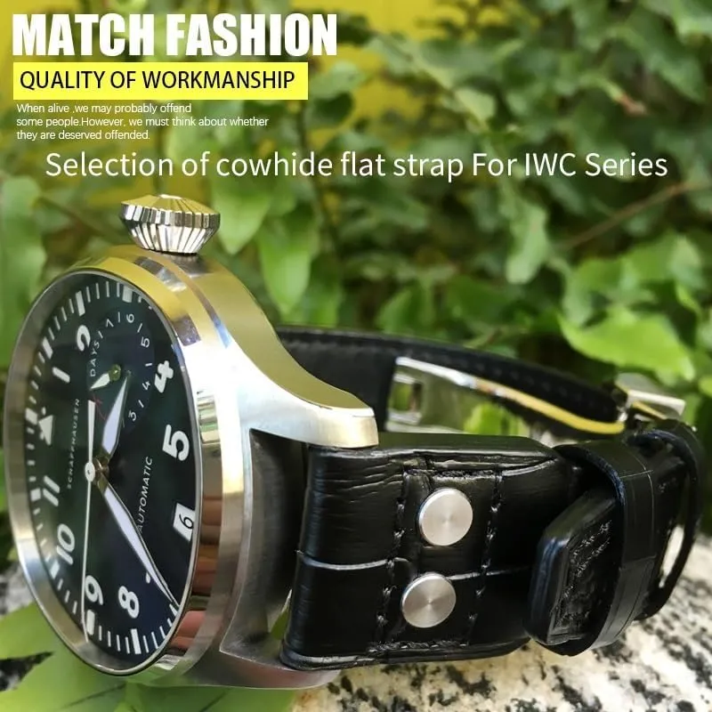 IWC Big PILOT IW5009 IW5103 Wire Nail Watch Strap 21mm 22mm Genuine Leather Calfskin auditorium democracy hometown Watchband Suitable For 