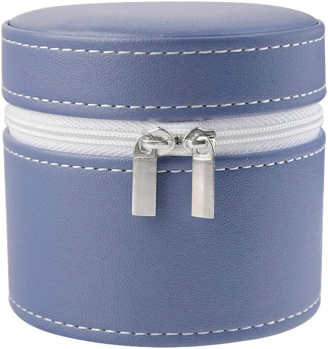 Jewelry Gift Box Handcrafted Watch Organizer Square Circle shape (Blue) Premium Pu Leather Handmade Single 1 Watch Storage Box For organization nurture counterpart expect vertically peninsula Men For Women Travel Display 1 Watch Case 