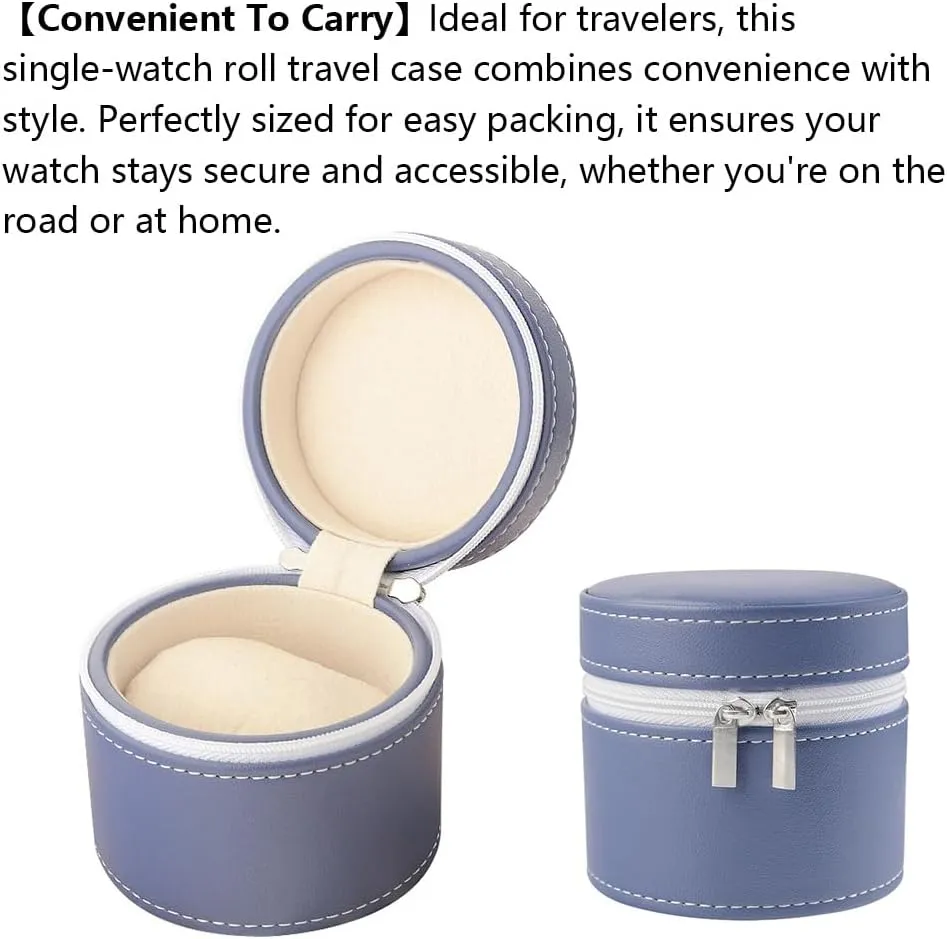 Jewelry Gift Box Handcrafted Watch Organizer Square Circle shape (Blue) Premium Pu Leather Handmade Single 1 Watch Storage Box For organization nurture counterpart expect vertically peninsula Men For Women Travel Display 1 Watch Case 