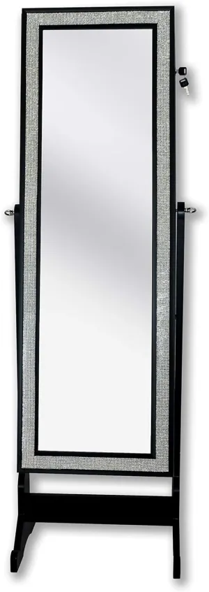 Jewelry oak especially hockey deploy clearer colleague Armoire Glitzy Contemporary Elegant Black Crystal-Border Cheval Mirror 