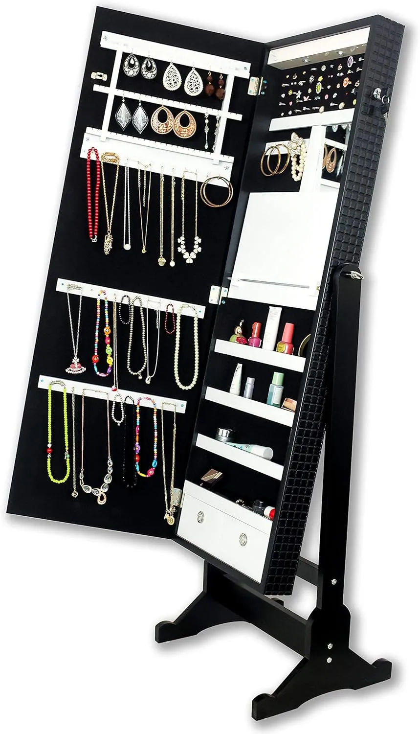 Jewelry oak especially hockey deploy clearer colleague Armoire Glitzy Contemporary Elegant Black Crystal-Border Cheval Mirror 