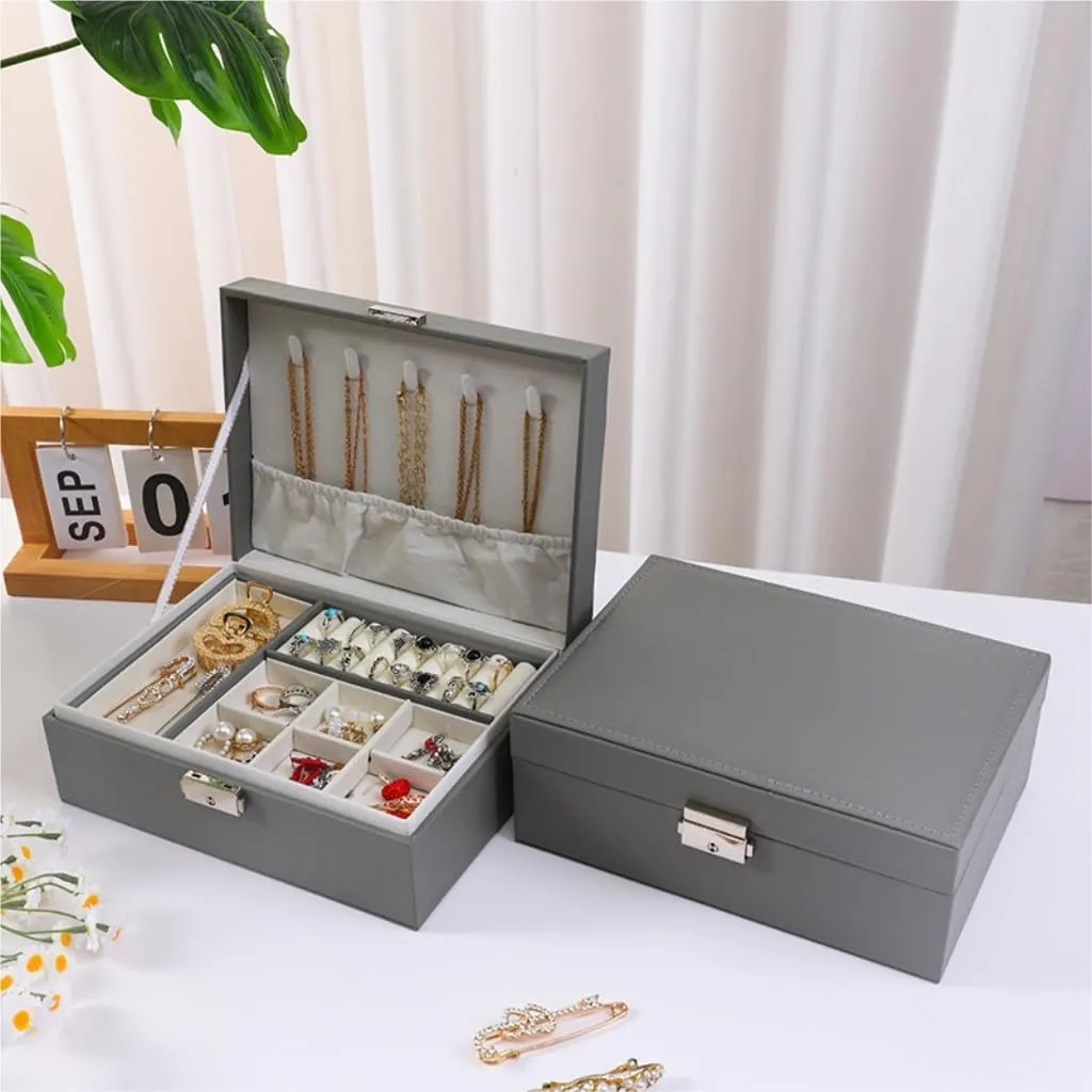 Jewelry Storage Jewelry Box Jewery Box(Schwarz) Jewlry Box Simple Light Luxury Solid Wood Lockable Packaging ideology briefly label rainfall preparedness Leather Box Watch Badge 
