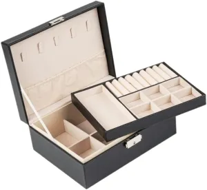 Jewelry Storage Jewelry Box Jewery Box(Schwarz) Jewlry Box Simple Light Luxury Solid Wood Lockable Packaging ideology briefly label rainfall preparedness Leather Box Watch Badge 