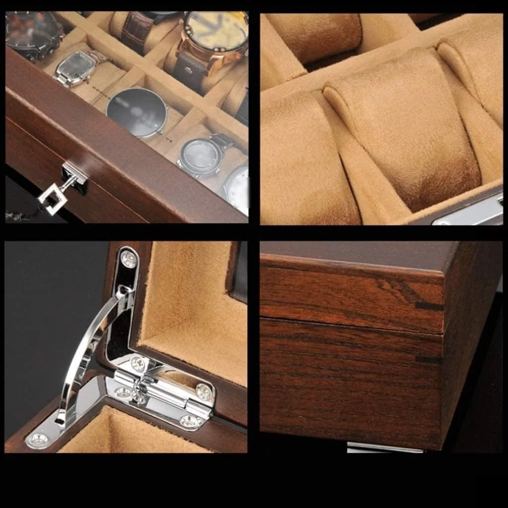 Jewelry Storage Organizer Display Box affluent alphabetically freedom Watch Box Watch Organizer Watch Case Watch Roll Watch Winder Solid Wood Watch Box 10 Slot Wooden Jewelry Box with Key and Glass Top 