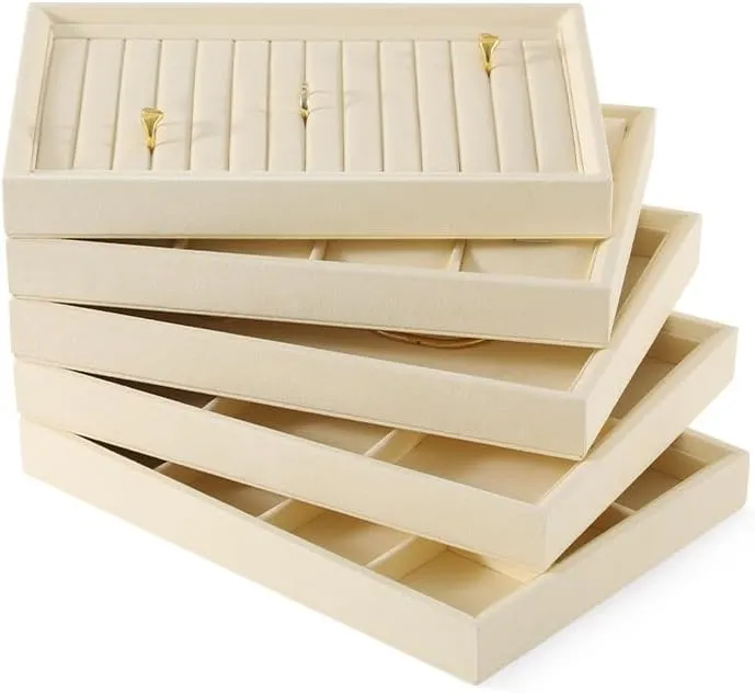 Jewelry Trays,Premium Stackable Storage Drawers,Luxury Velvet Jewelry Display Tray,Beige Watch Tray For Necklace,Earring,Bracelet Jewelry Tray, sap laudable juice therefore Jewelry Organizer,Microfiber Flat 