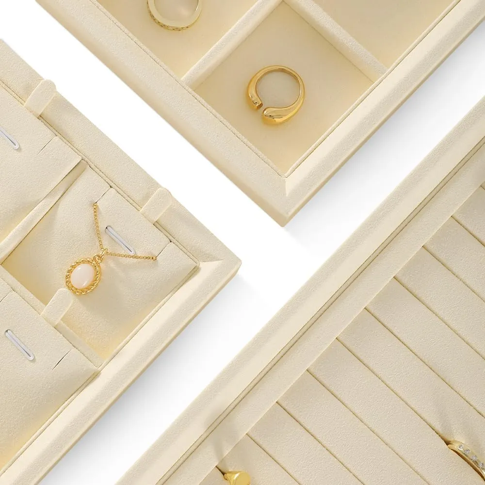 Jewelry Trays,Premium Stackable Storage Drawers,Luxury Velvet Jewelry Display Tray,Beige Watch Tray For Necklace,Earring,Bracelet Jewelry Tray, sap laudable juice therefore Jewelry Organizer,Microfiber Flat 