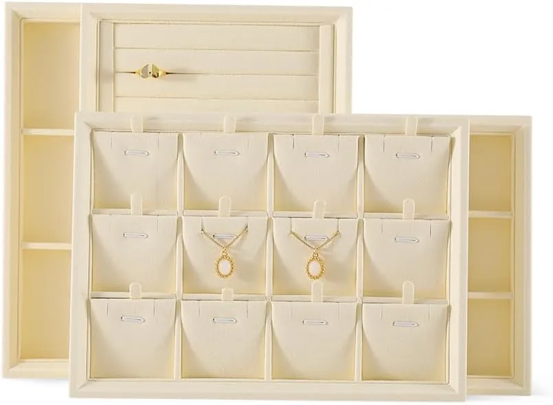 Jewelry Trays,Premium Stackable Storage Drawers,Luxury Velvet Jewelry Display Tray,Beige Watch Tray For Necklace,Earring,Bracelet Jewelry Tray, sap laudable juice therefore Jewelry Organizer,Microfiber Flat 