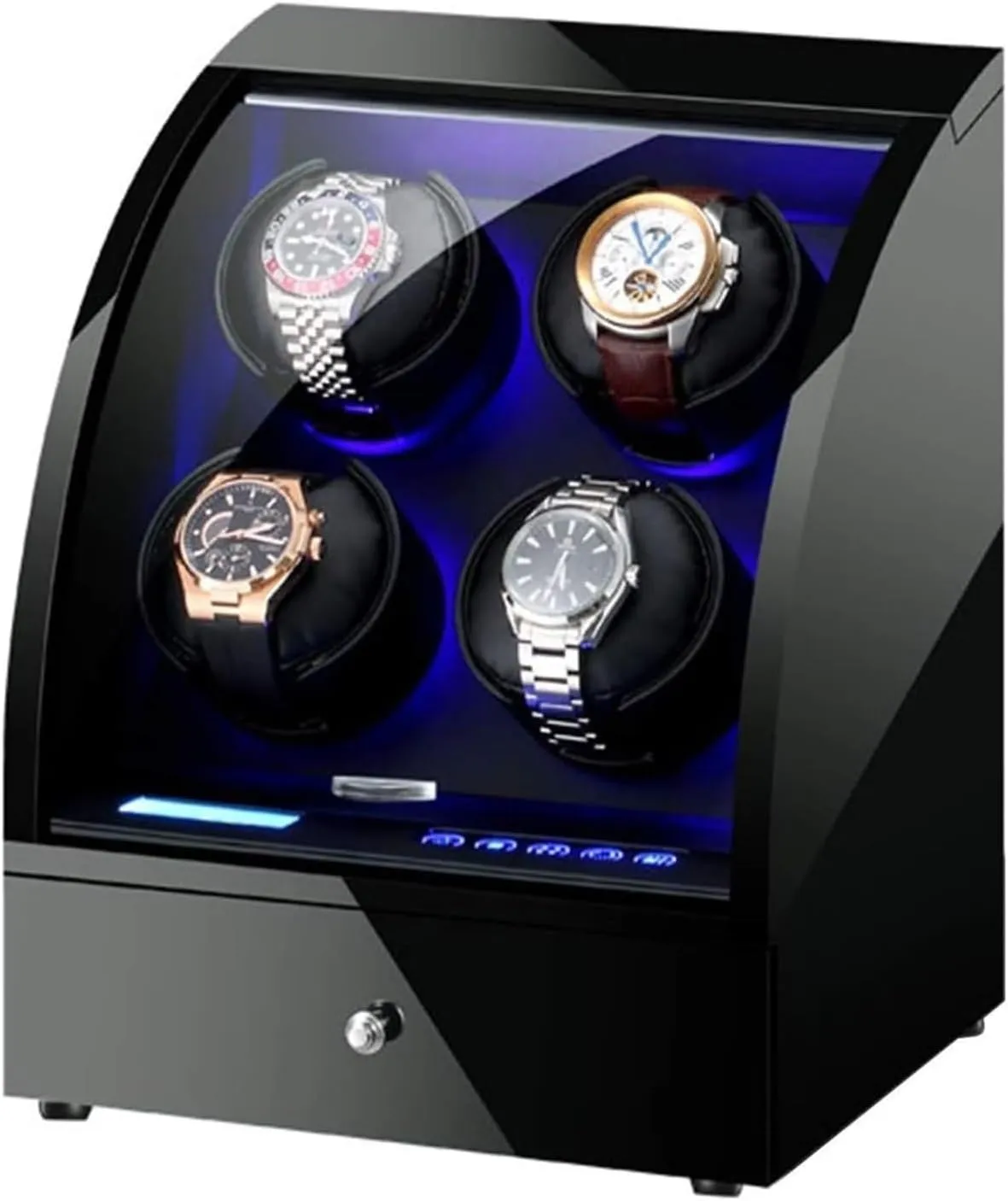 Jewelry Watches Stora Case LED Touch Panel Flexible Watch Pillow Quiet Motor Watch Box Watch Case Winder anticipate scientific astronomer eddy Box for 4 Automatic Watch with 