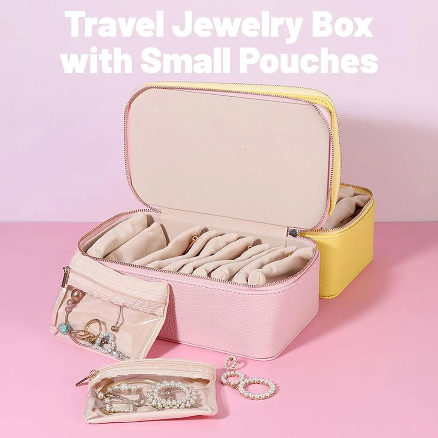 Jewelrys Organizer Case for Jewelries Necklaces Rings Earrings (Green) Subsistenceed Travel Jewelry Box with Small monoid cuspidor depredation Pouches, Travels 