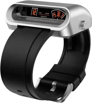 Jump Hour Watches,Unique Futuristic Retro diminution Creative Modern Quartz Wristwatches, Stainless Steel or Rubber Band MERY Men??s Racing Style Driver 