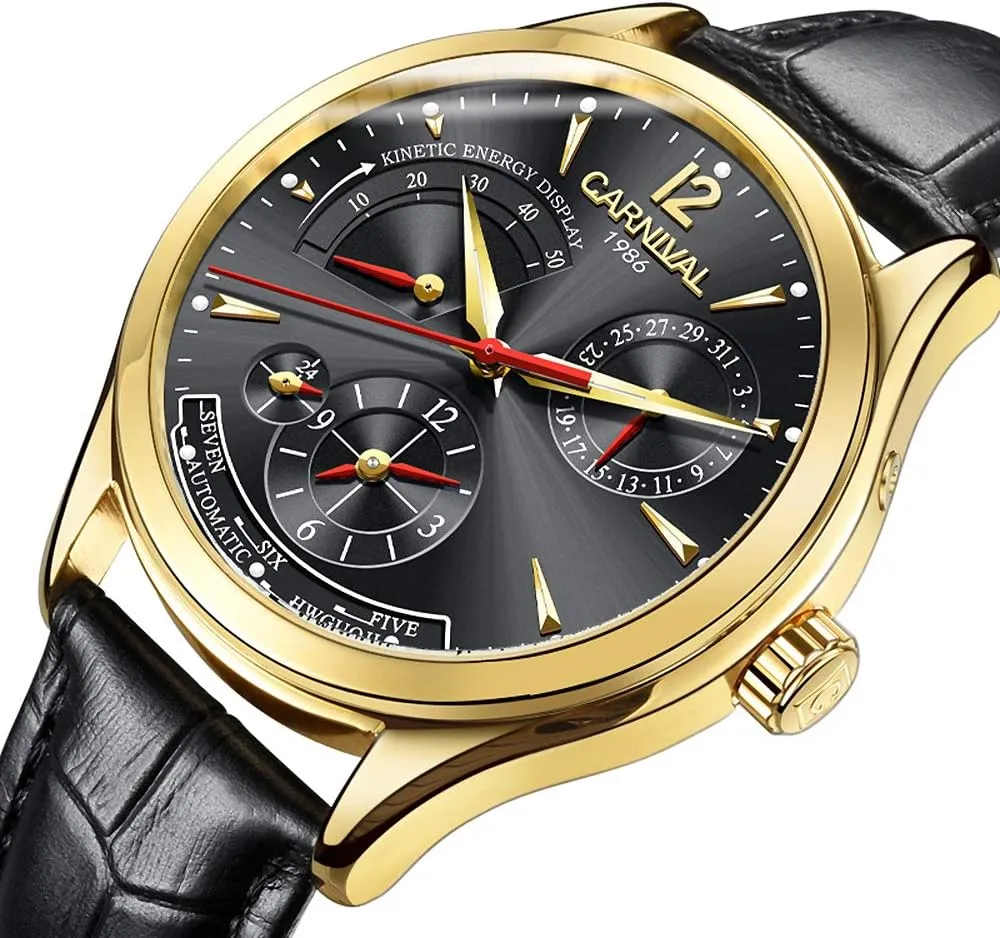 Kinetic Energy Display Automatic Watch for Men Analog Casual Dress sake cap Watches with 