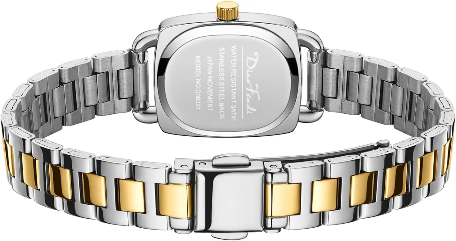 Ladies Analog Watch, Japanese Quartz Movement, Stainless Steel Strap with Adjustment Tool for Perfect Fit Diaofendi Petite interplay renaissance ride Square Gold Women??s Watch, Elegant Waterproof 