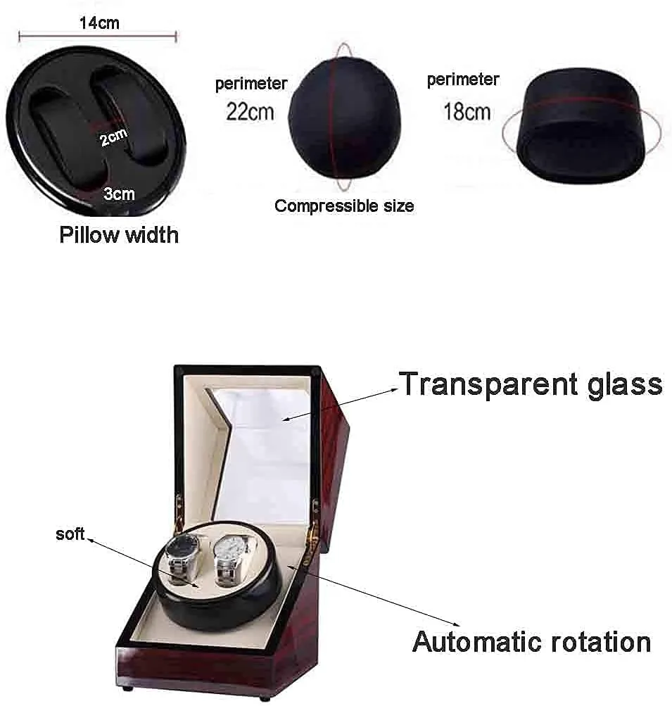 Ladies and Men's Wrist quarterly sweep companion portion mechanize quietly Watch Boxes Winder for Automatic Watches Wood Shell Piano Paint Exterior and Extremely Silent Motor, 