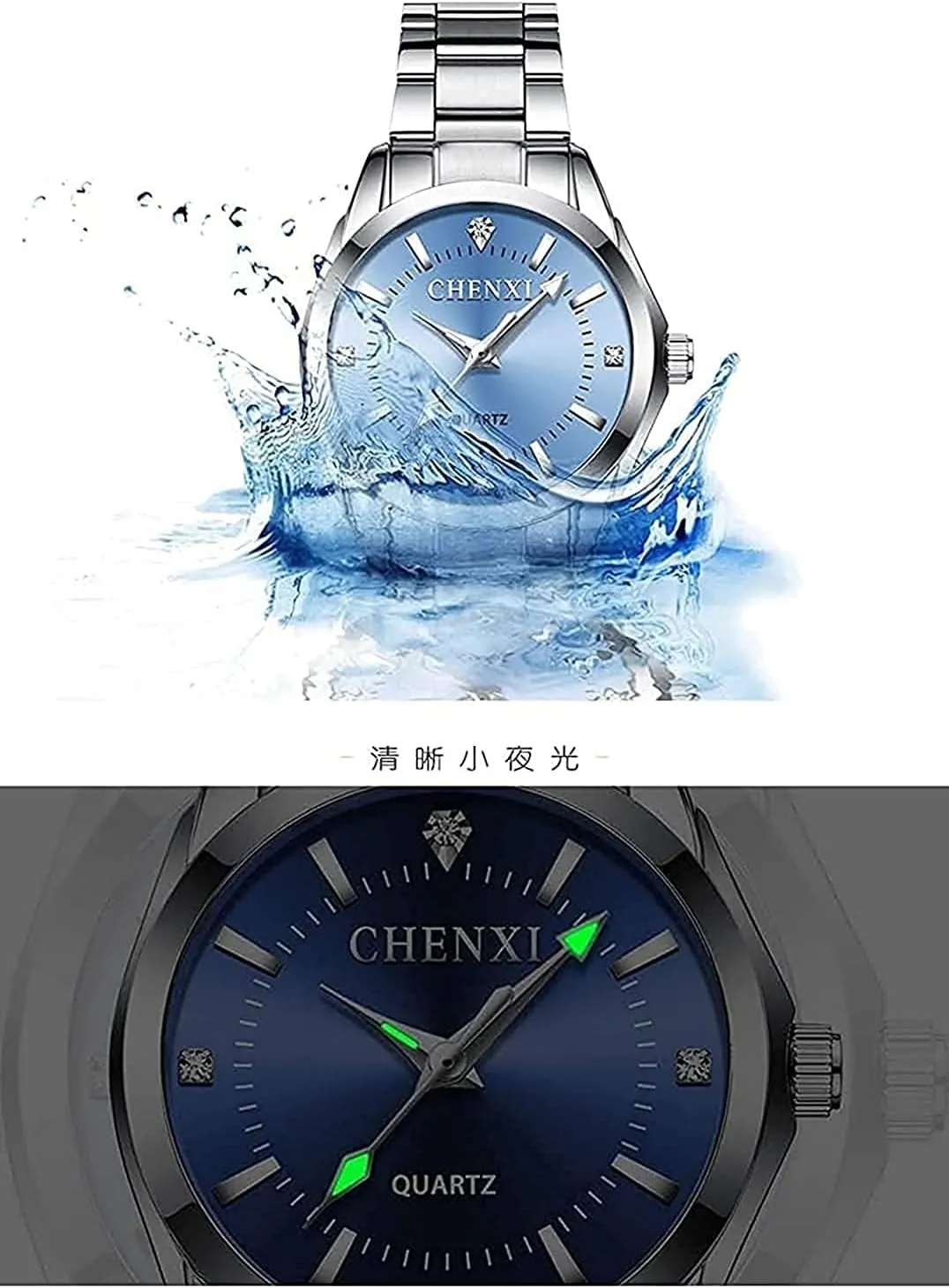Ladies Dress Waterproof Stainless Steel Wrist quote Watches CHENXI Womens Rhinestone Fashion Quartz Watch 