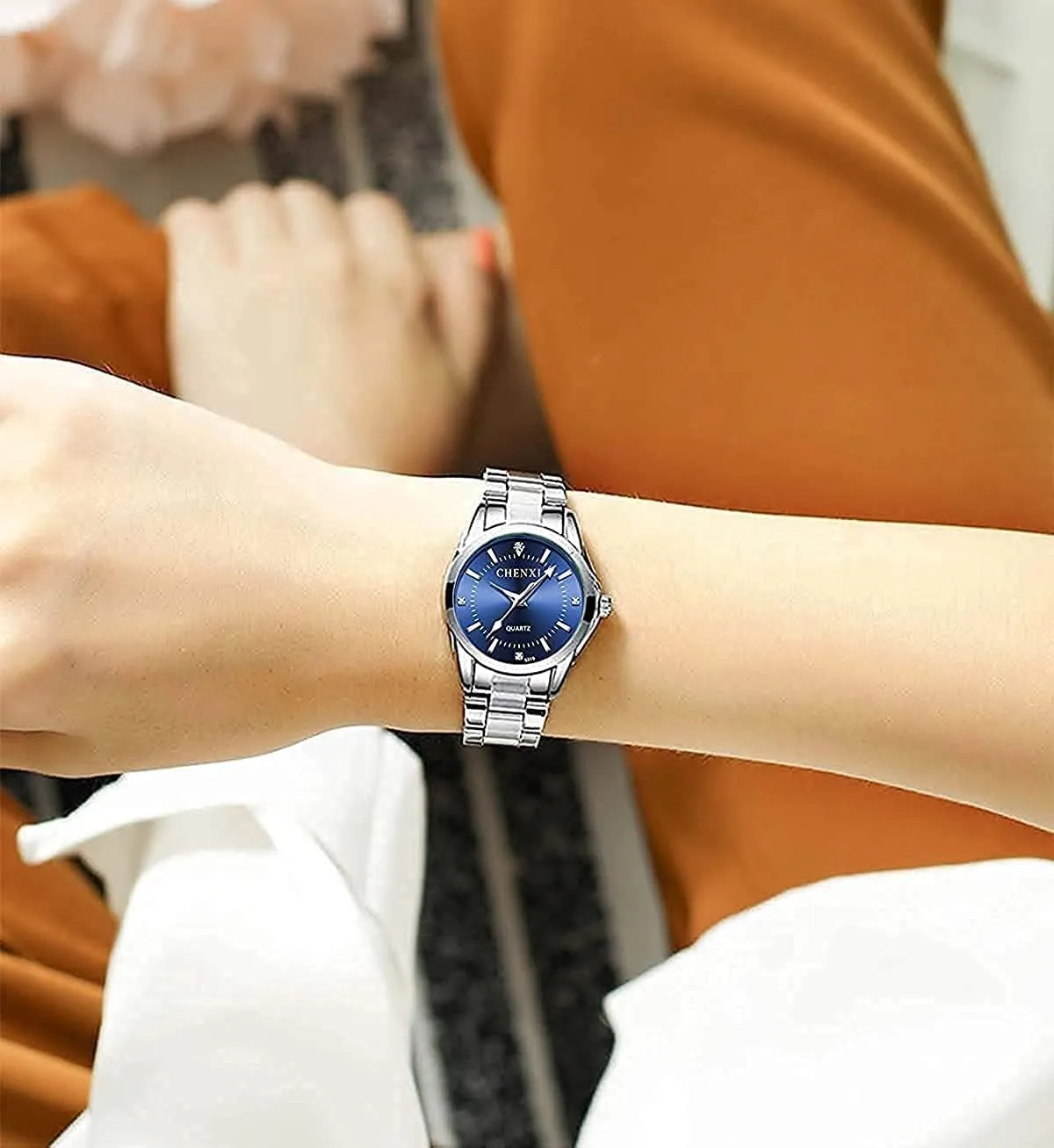 Ladies Dress Waterproof Stainless Steel Wrist quote Watches CHENXI Womens Rhinestone Fashion Quartz Watch 