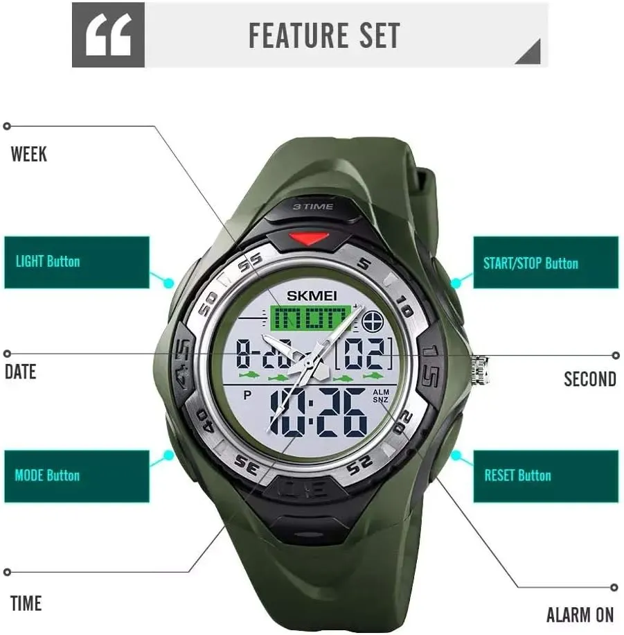 Large Face Military Waterproof Stopwatch Alarm LED Back Light Unique Watch MASTOPMens flock temperate rip Digital Watches 