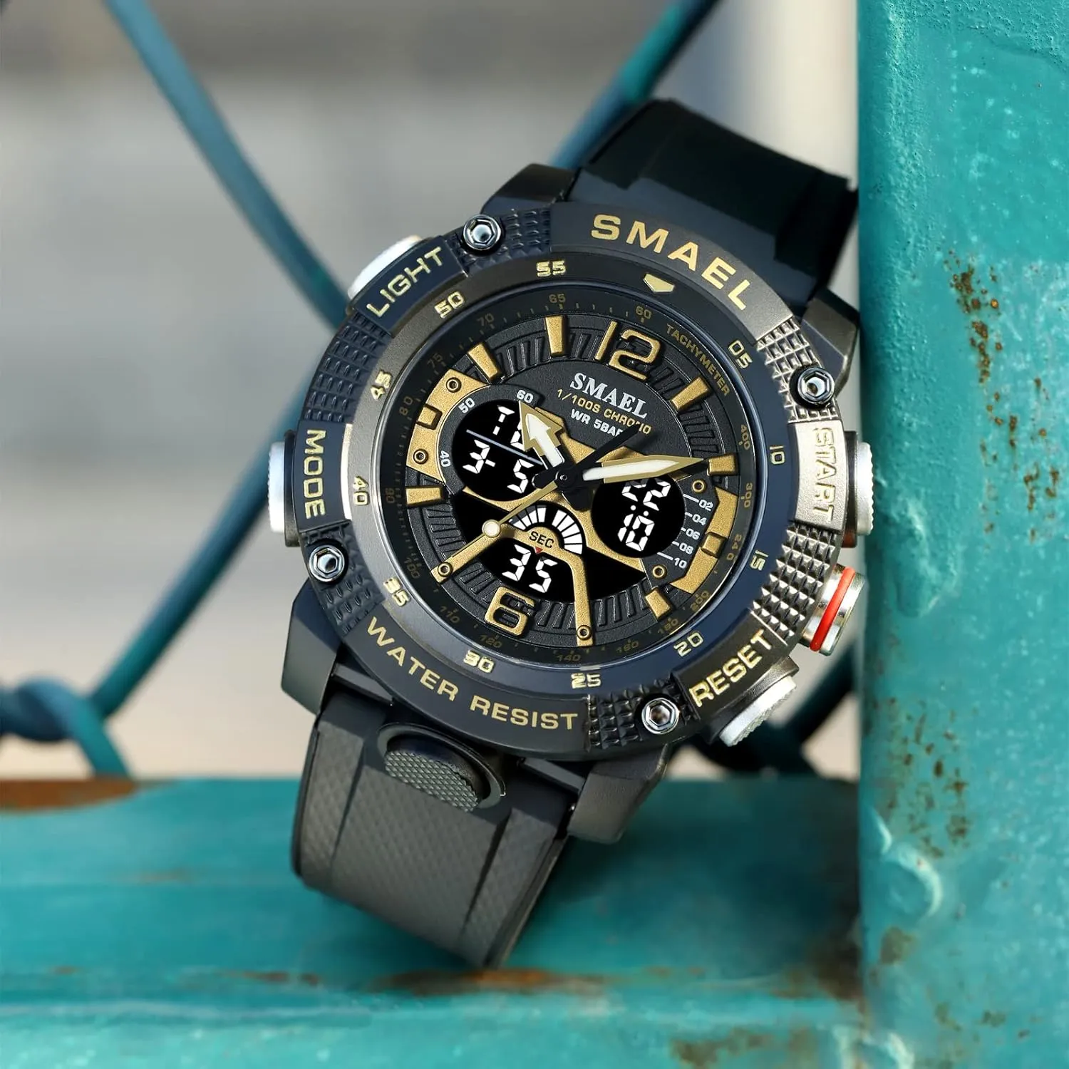 Large Military Tactics Multi Function Watch LED Electronic Watch Student Army continuity Luminous Waterproof Watch FANMIS Men's Analog Digital Dual Display Watch Outdoor Sports Watch 