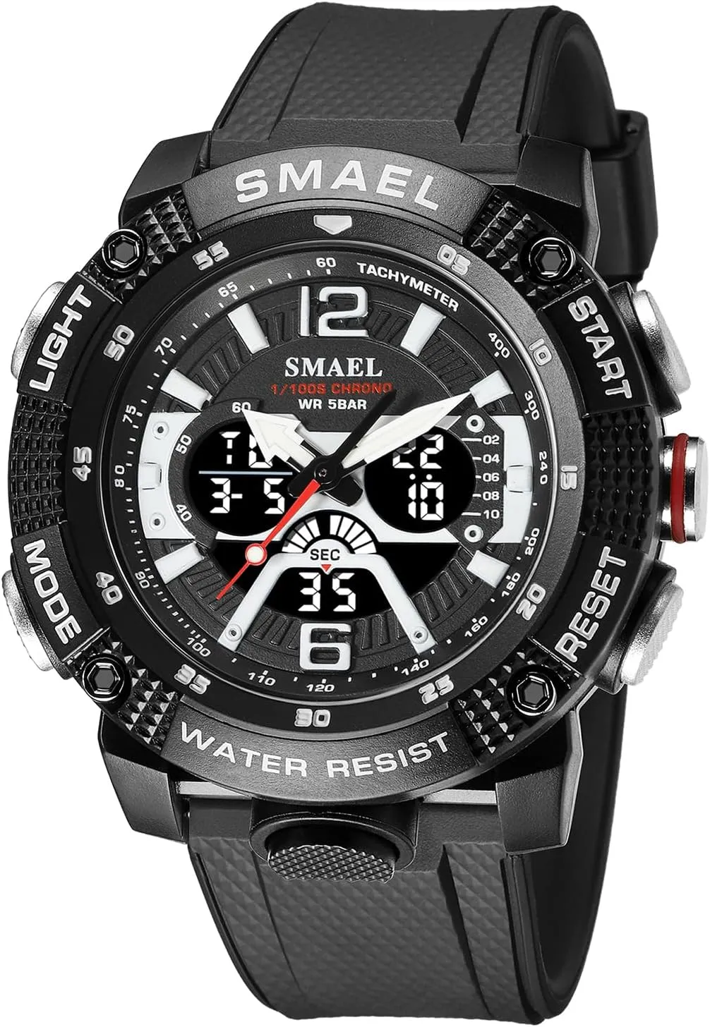 Large Military Tactics Multi Function Watch LED Electronic Watch Student Army continuity Luminous Waterproof Watch FANMIS Men's Analog Digital Dual Display Watch Outdoor Sports Watch 