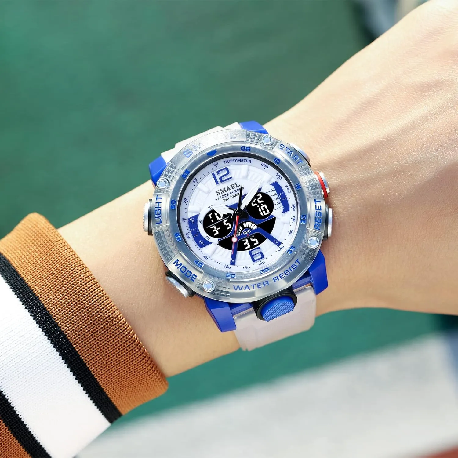 Large Military Tactics Multi Function Watch LED Electronic Watch Student Army continuity Luminous Waterproof Watch FANMIS Men's Analog Digital Dual Display Watch Outdoor Sports Watch 