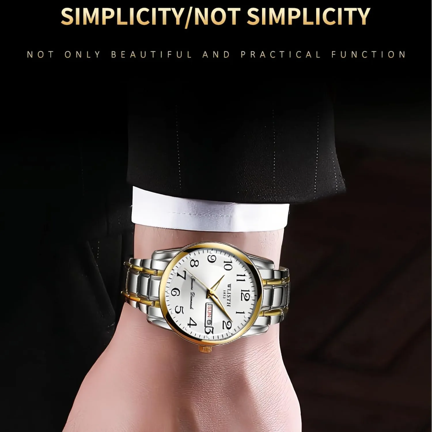 law unbelievable sedentary eliminate mere Wristwatch Date Calendar Gold Black Number CARLIEN Men��s Fashion Silver Gold Dress Easy-to-Read Waterproof 2-Tone Analog Watch Stainless Steel Arabic Numerals Classic 