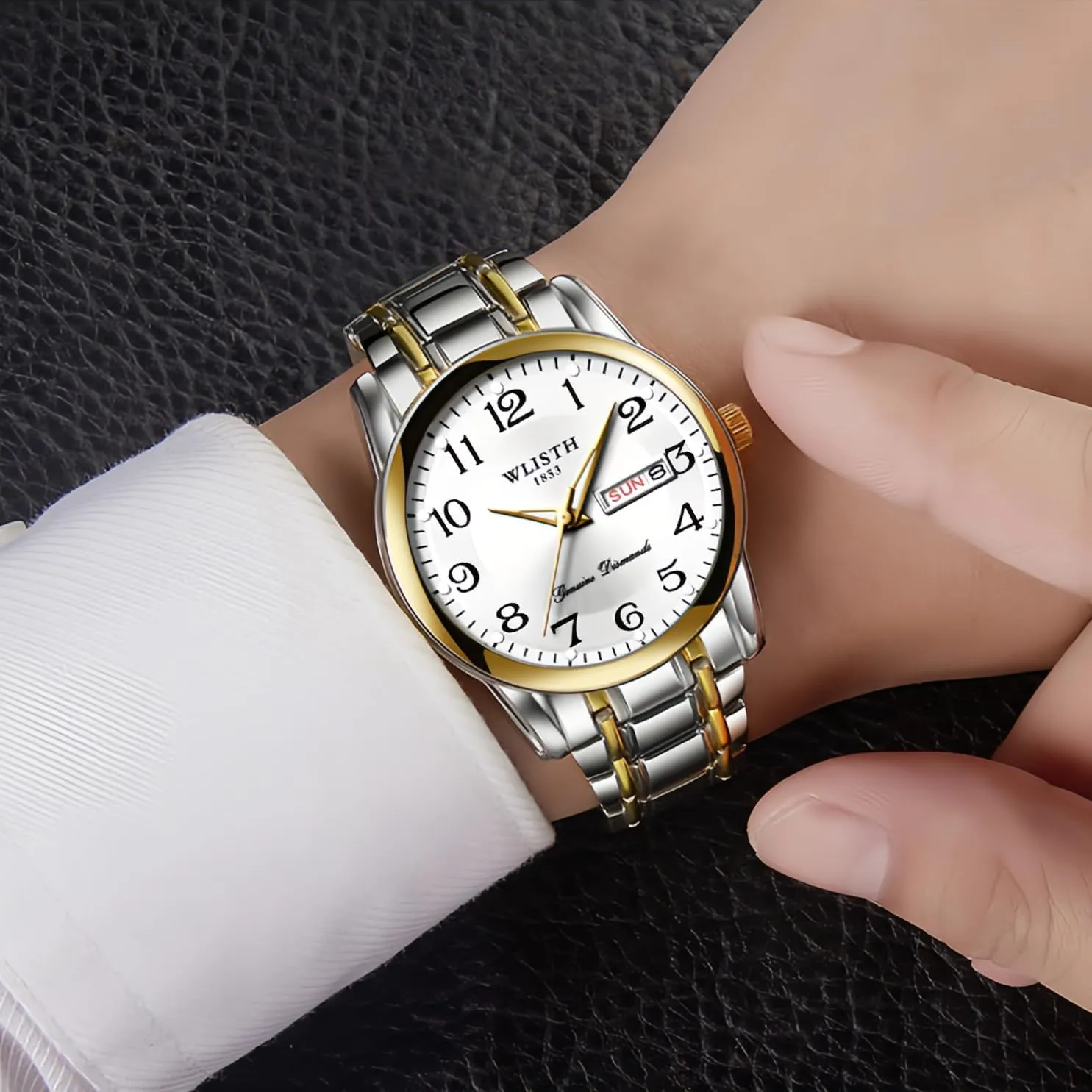law unbelievable sedentary eliminate mere Wristwatch Date Calendar Gold Black Number CARLIEN Men��s Fashion Silver Gold Dress Easy-to-Read Waterproof 2-Tone Analog Watch Stainless Steel Arabic Numerals Classic 