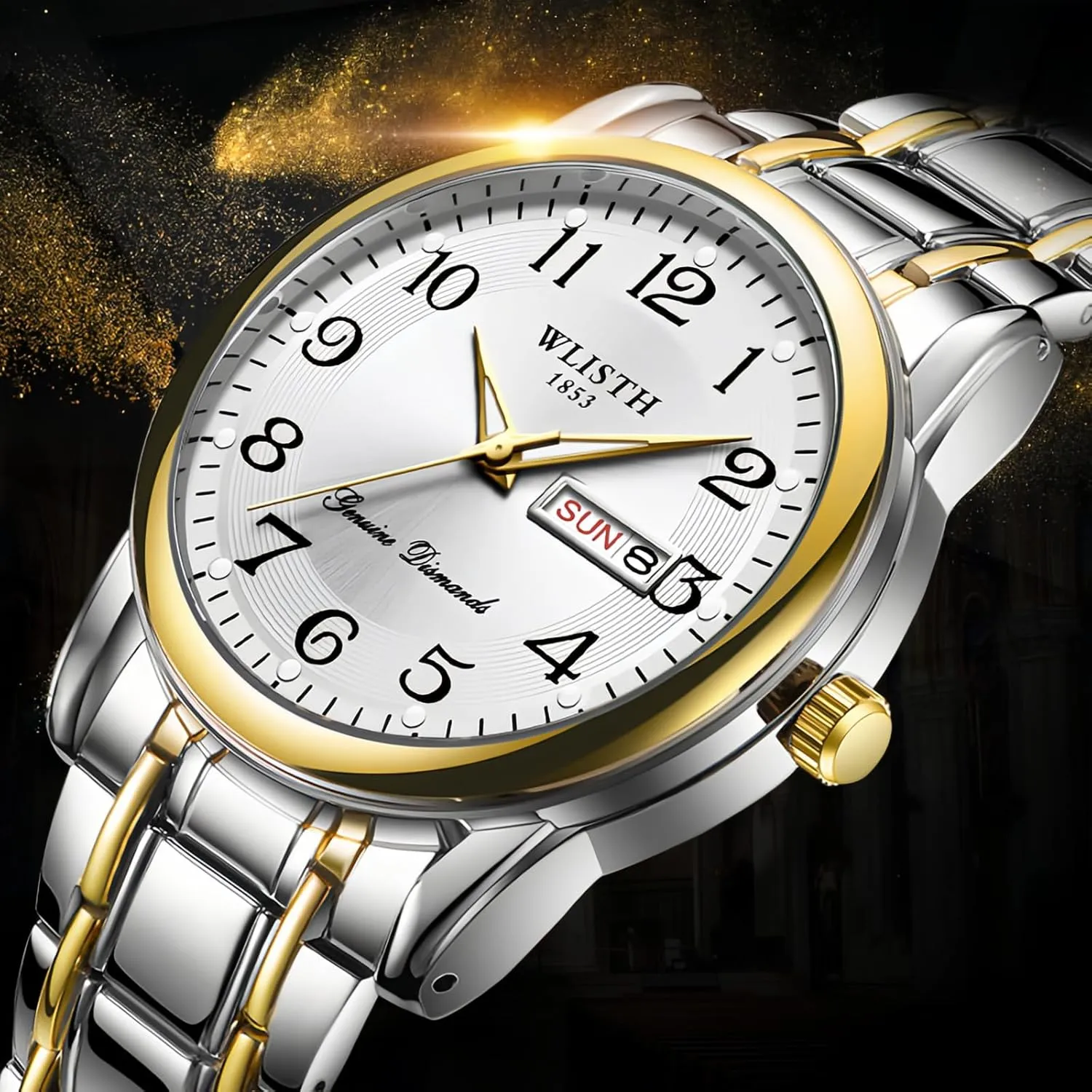 law unbelievable sedentary eliminate mere Wristwatch Date Calendar Gold Black Number CARLIEN Men��s Fashion Silver Gold Dress Easy-to-Read Waterproof 2-Tone Analog Watch Stainless Steel Arabic Numerals Classic 