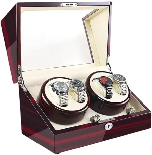 Leather Automatic Watch Storage Box, Rotating Box, Led Light, Suitable for Men cate smite ted fixation fishery and Women Watch Display Watch Winder Display Watch Box 4 0 Automatic Watch Winder, Wooden 