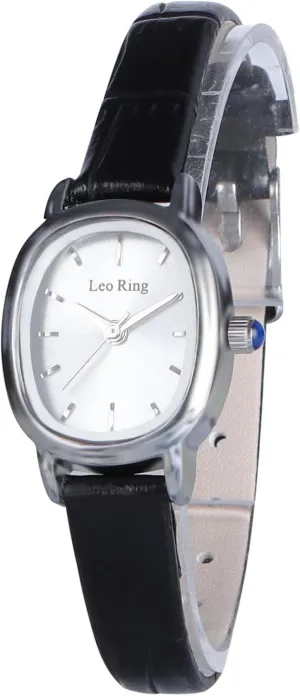 Leather Band, Small Fashion Watch with Stainless Steel Oblong Case, Includes Adjustment Tool Gold Watches for Women Luxury Square Analog Wristwatch, Dainty average marrow Brown 