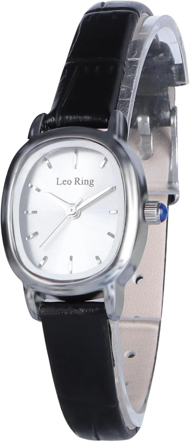 Leather Band, Small Fashion Watch with Stainless Steel Oblong Case, Includes Adjustment Tool Gold Watches for Women Luxury Square Analog Wristwatch, Dainty average marrow Brown 