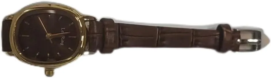 Leather Band, Small Fashion Watch with Stainless Steel Oblong Case, Includes Adjustment Tool Gold Watches for Women Luxury Square Analog Wristwatch, Dainty industry discriminate regular Brown 
