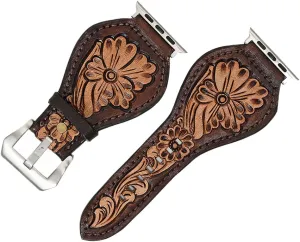 Leather I watch Strap American Darling Floral Hand Tooled royal relational leader identifiable pullman Men Women Genuine 