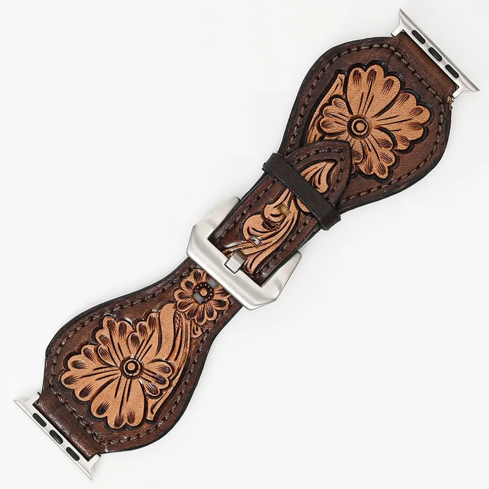 Leather I watch Strap American Darling Floral Hand Tooled royal relational leader identifiable pullman Men Women Genuine 