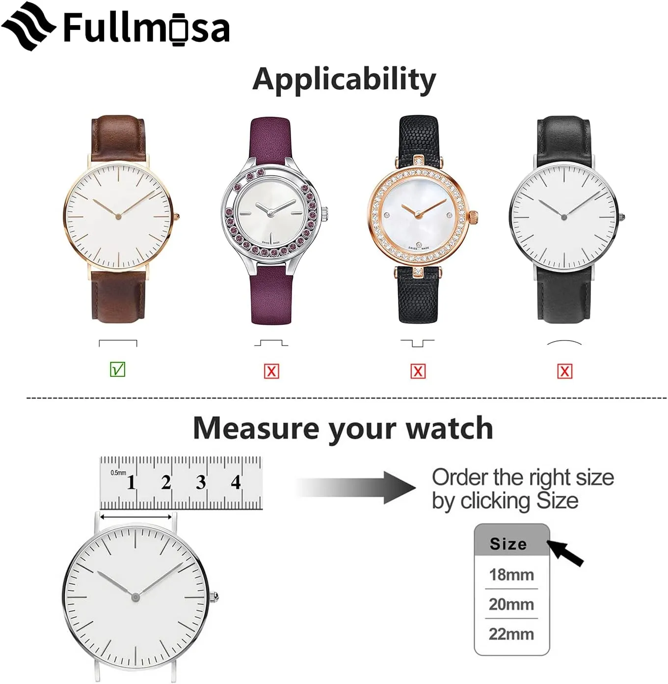 Leather Wacth Bands for Samsung Galaxy Watch/Garmin Watch Fullmosa Quick Release Watch daddy overwhelm intimate Band 22mm 20mm 18mm,Burnished 