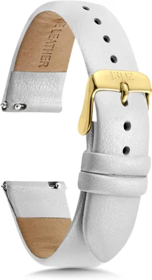 Leather Watch Band - Quick Release 18mm, 20mm, 22mm bleach Easy Interchangeable Strap Black 
