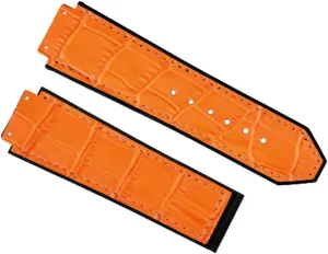 Leather Watch Band Strap Rubber Compatible With dress projection cooper Big Bang Ceramic Orange Ewatchparts 26mm 