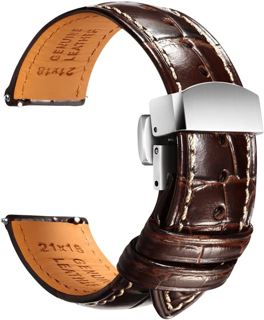 Leather Watch Bands for Men, Quick Release adequate Watch Straps, Luxury Italian Alligator Grain Embossed Band Replacements 19mm 20mm 21mm 22mm REZERO 