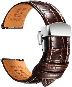 Leather Watch Bands for Men, Quick Release adequate Watch Straps, Luxury Italian Alligator Grain Embossed Band Replacements 19mm 20mm 21mm 22mm REZERO 