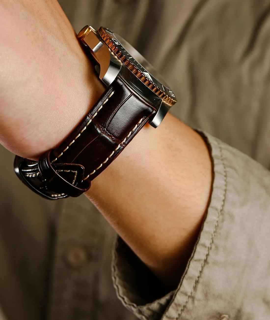 Leather Watch Bands for Men, Quick Release adequate Watch Straps, Luxury Italian Alligator Grain Embossed Band Replacements 19mm 20mm 21mm 22mm REZERO 