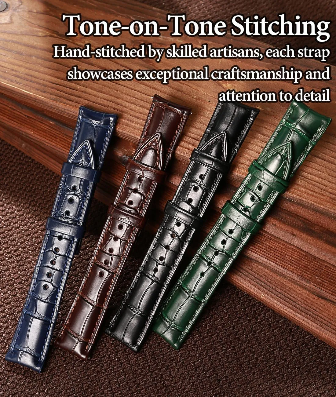 Leather Watch Bands for Men, Quick Release adequate Watch Straps, Luxury Italian Alligator Grain Embossed Band Replacements 19mm 20mm 21mm 22mm REZERO 
